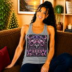 Aries Zodiac Crest Tank Top – Mystical Astrology Emblem Graphic Tank | Pink Celestial Ram Symbol Summer Top | Aries Horoscope Gift