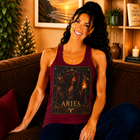 Aries Fire Priestess Tank Top – Mystical Zodiac Astrology Graphic Tank | Witchy Celestial Fantasy Summer Top | Aries Horoscope Gift