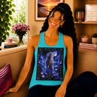 Pisces Celestial Moon Goddess Tank Top – Mystical Zodiac Astrology Graphic Tank | Cosmic Fantasy Water Sign Summer Top | Pisces Horoscope Gift