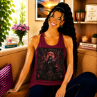 Scorpio Celestial Shadow Priestess Tank Top – Mystical Zodiac Astrology Graphic Tank | Dark Fantasy Moon Magic Summer Top | Scorpio Horoscope Gift