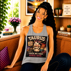Taurus Touch My Food and Die Tank Top – Funny Zodiac Bull Graphic Tank | Cute Astrology Food Meme Sleeveless Shirt | Taurus Horoscope Gift
