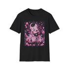 Pastel Goth Celestial Fox T-Shirt – Kawaii Mystic Fox Tee with Crescent Moon & Cherry Blossoms
