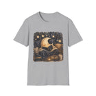 Cozy Crescent Moon Reading T-Shirt – Celestial Book Lover Graphic Tee | Whimsical Night Sky Literary Shirt | Fantasy Reader Gift