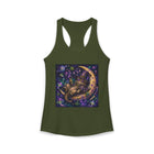 Psychedelic Moon Cat Tank Top – Cannabis and Magic Mushroom Graphic Tank | Trippy Celestial Cat Summer Top | Enchanted Haze Gift