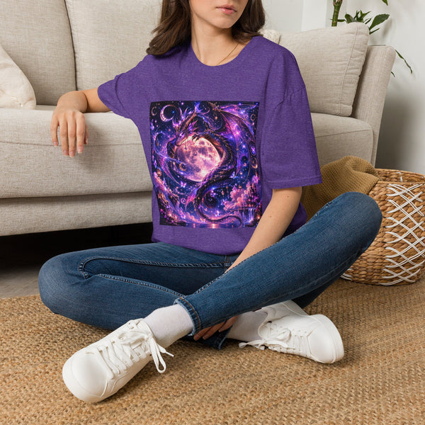 Celestial Dragon Moon T-Shirt – Purple Fantasy Dragon & Full Moon Graphic Tee | Whimsical Fairycore Magic Shirt | Fairy Dust & Moonbeams Gift