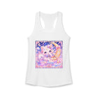 Kawaii Kitten Moon Tank Top – Cute Pastel Cat on Crescent Moon Graphic Tank | Dreamy Celestial Kitty Summer Top | Cutiecore Gift