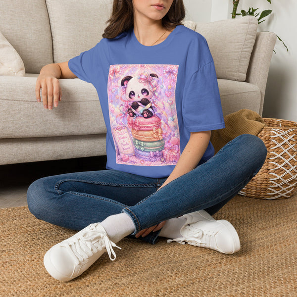 Kawaii Panda Macaron T-Shirt – Cute Pastel Panda Graphic Tee | Sweet Dessert Animal Shirt | Candycore Cutiecore Gift