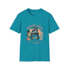 Beach Hair Don't Care T-Shirt – Messy Bun Beach Girl Graphic Tee | Funny Coastal Summer Shirt | Retro Surf Vacation Gift