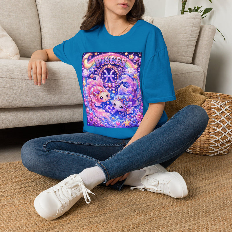 Pisces Kawaii Twin Fish T-Shirt – Cute Zodiac Astrology Graphic Tee | Pastel Celestial Fantasy Fish Shirt | Pisces Horoscope Gift