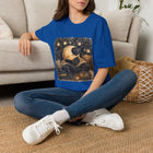 Cozy Crescent Moon Reading T-Shirt – Celestial Book Lover Graphic Tee | Whimsical Night Sky Literary Shirt | Fantasy Reader Gift