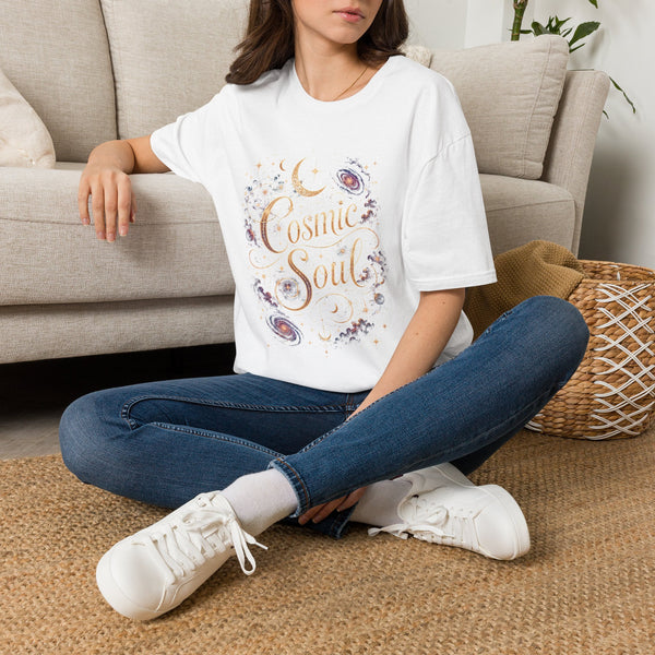 Cosmic Soul T-Shirt – Celestial Galaxy Typography Graphic Tee | Moon & Stars Inspirational Shirt | Astrology Lover Gift