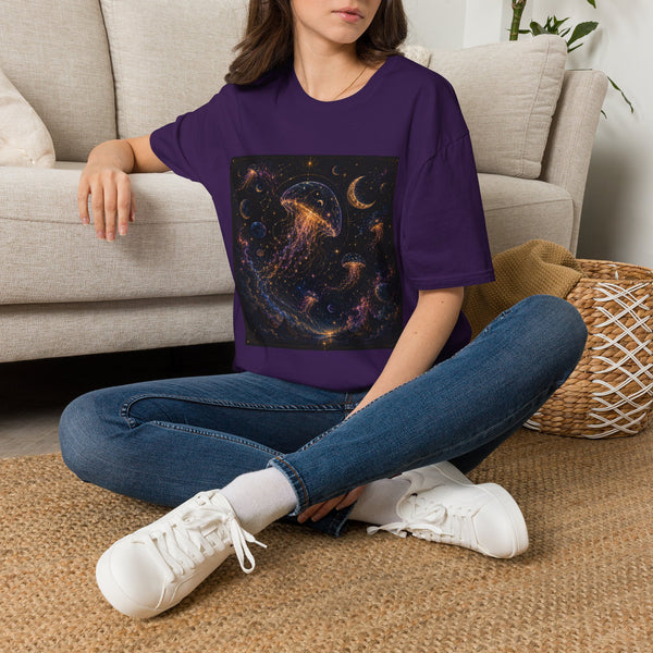 Celestial Jellyfish T-Shirt – Cosmic Moon & Glowing Jellyfish Graphic Tee | Mystical Ocean Fantasy Shirt | Marine Life Lover Gift