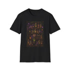 Psychedelic Apothecary Shelf T-Shirt – Cannabis and Magic Mushroom Graphic Tee | Trippy Witchy Potion Cabinet Shirt | Enchanted Haze Gift