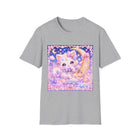 Kawaii Kitten Moon T-Shirt – Cute Pastel Cat on Crescent Moon Graphic Tee | Dreamy Celestial Kitty Shirt | Cutiecore Gift for Cat Lovers