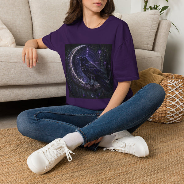 Moonlit Raven T-Shirt – Celestial Crow & Crescent Moon Graphic Tee | Mystical Fairycore Fantasy Shirt | Fairy Dust & Moonbeams Gift
