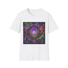 Psychedelic Portal T-Shirt – Cannabis and Magic Mushroom Graphic Tee | Trippy Cosmic Forest Shirt | Enchanted Haze Gift