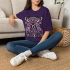 Taurus Celestial Gothic Crest T-Shirt – Mystical Zodiac Astrology Graphic Tee | Floral Fantasy Emblem Shirt | Taurus Horoscope Gift
