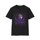 Celestial Wolf Moon T-Shirt – Purple Cosmic Wolf & Full Moon Graphic Tee | Mystical Night Sky Fantasy Shirt | Wolf Lover Gift