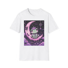 Kawaii Frog on Crescent Moon T-Shirt – Pastel Goth Cute Frog Tee with Pink Moon & Spooky Aesthetic