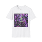 Pastel Goth Alien Girl T-Shirt – Kawaii Space Girl Tee with Skulls, Purple Hair & Spooky Cute Aesthetic