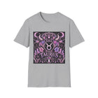 Taurus Celestial Gothic Crest T-Shirt – Mystical Zodiac Astrology Graphic Tee | Floral Fantasy Emblem Shirt | Taurus Horoscope Gift