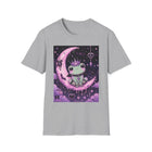 Kawaii Frog on Crescent Moon T-Shirt – Pastel Goth Cute Frog Tee with Pink Moon & Spooky Aesthetic