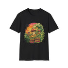 High Tides Good Vibes T-Shirt – Cannabis and Magic Mushroom Graphic Tee | Trippy Beach Sunset Stoner Shirt | Enchanted Haze Gift