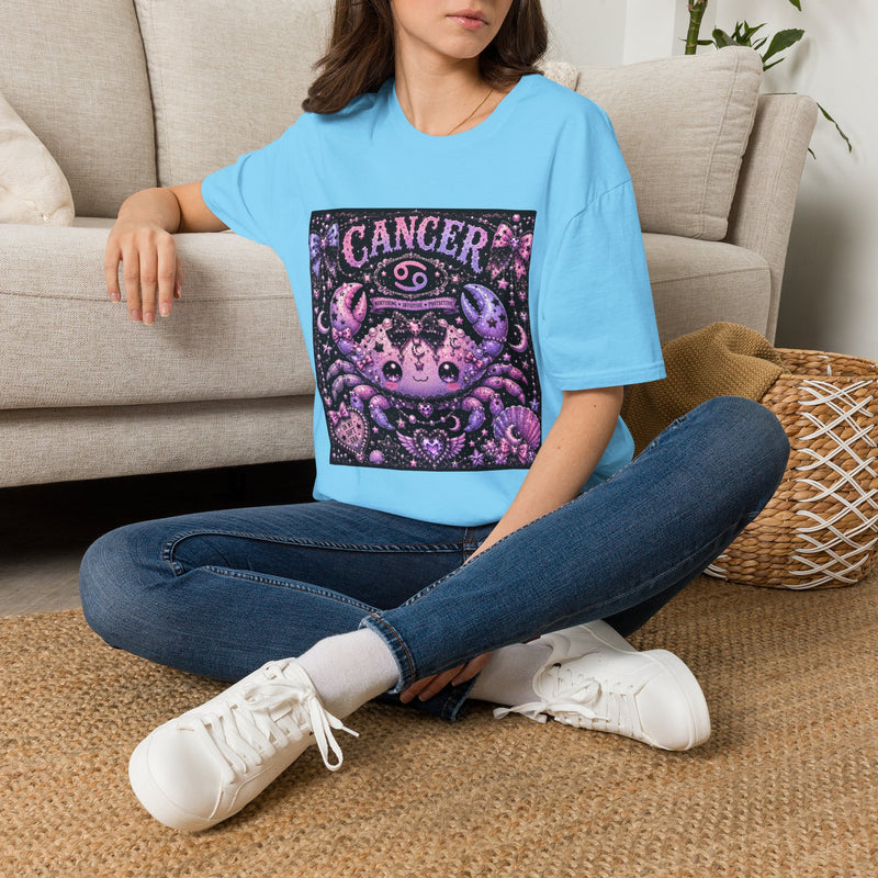 Cancer Kawaii Goth Crab T-Shirt – Cute Zodiac Astrology Graphic Tee | Pastel Gothic Celestial Sea Creature Shirt | Cancer Horoscope Gift