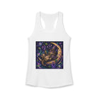 Psychedelic Moon Cat Tank Top – Cannabis and Magic Mushroom Graphic Tank | Trippy Celestial Cat Summer Top | Enchanted Haze Gift