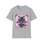 Kawaii Bat Wing Kitty T-Shirt – Pastel Goth Black Cat Tee with Bows, Hearts & Spooky Cute Aesthetic