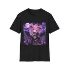 Pastel Goth Cat Girl T-Shirt – Kawaii Gothic Kitty Tee with Moon, Bats & Spooky Cute Aesthetic