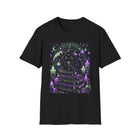 Reaper Kitty Spell Books T-Shirt – Kawaii Pastel Goth Black Cat Tee with Scythe, Potions & Witchy Magic