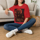 Aries Fiery Moon Goddess T-Shirt – Mystical Zodiac Astrology Graphic Tee | Celestial Fantasy Fire Sign Shirt | Aries Horoscope Gift