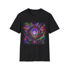 Psychedelic Portal T-Shirt – Cannabis and Magic Mushroom Graphic Tee | Trippy Cosmic Forest Shirt | Enchanted Haze Gift