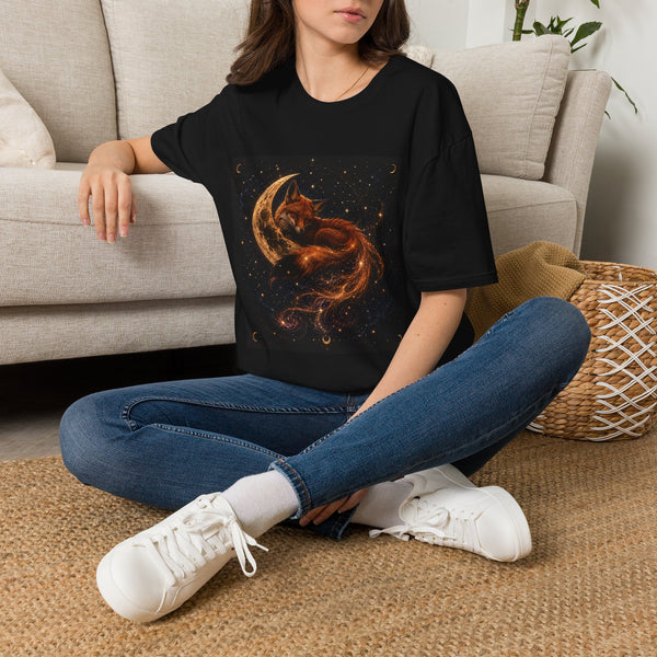Celestial Fox Moon T-Shirt – Mystical Fox & Crescent Moon Graphic Tee | Enchanted Woodland Fantasy Shirt | Moon Lover Gift
