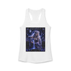 Aquarius Celestial Goddess Tank Top – Mystical Zodiac Astrology Graphic Sleeveless Shirt | Cosmic Moon & Stars Summer Tank | Aquarius Horoscope Gift