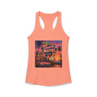 Seaside Motel Tank Top – Retro Neon Beach Graphic Tank | Vintage Coastal Sunset Summer Top | Tropical Vacation Gift