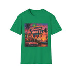 Seaside Motel T-Shirt – Retro Neon Beach Graphic Tee | Vintage Coastal Sunset Shirt | Tropical Vacation Gift